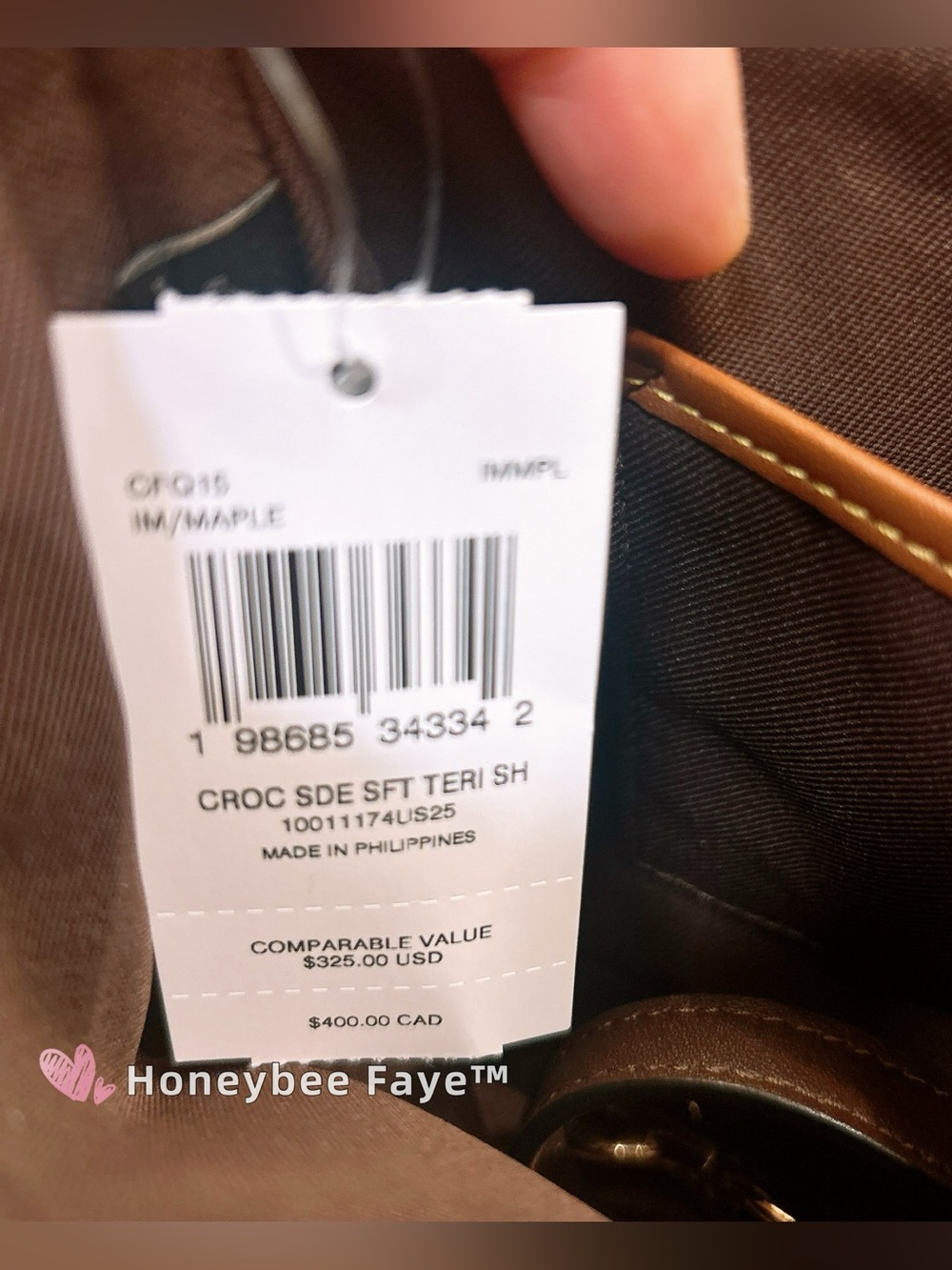 Coach soft Teri Brown Suede Croc-Embossed Shoulder Bag with Gold Hardware - Picture 5 of 7